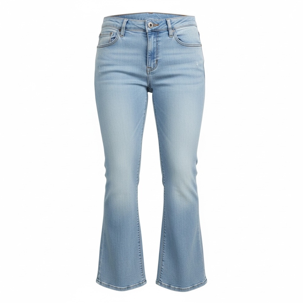 Vintage Hurley Flare Jeans Women 5 Light Wash Bootcut Stretch Embroidered Y2K